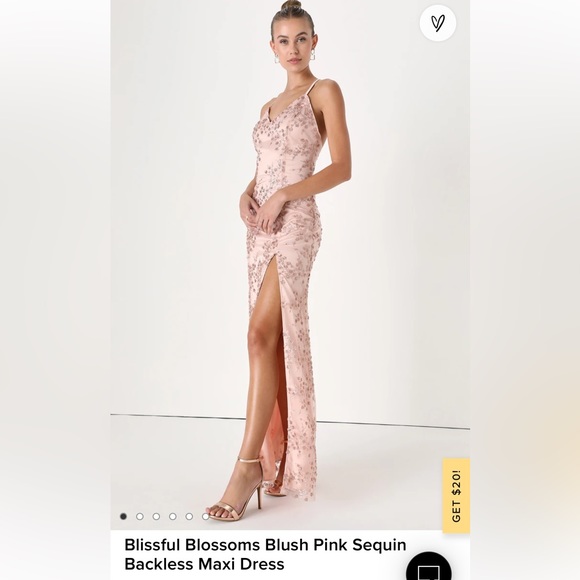 Lulus Blissful Blossoms Blush Pink Sequin Backless Maxi Dress - Picture 4 of 7